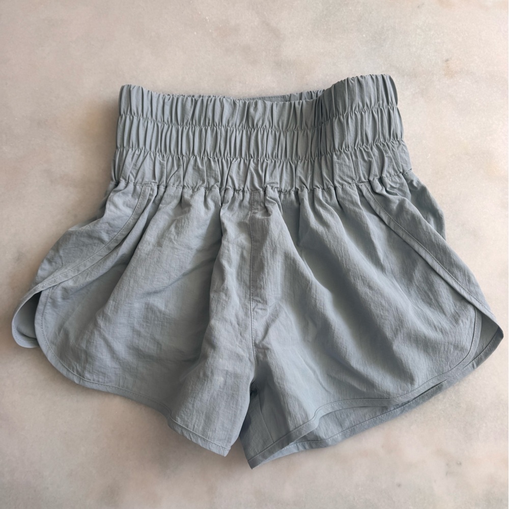Zenana Outfitters Light Gray Smocked Waist Casual Shorts